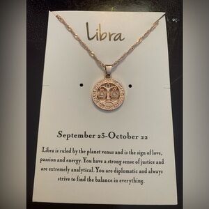 Libra Zodiac Pendant Necklace - Rose Gold